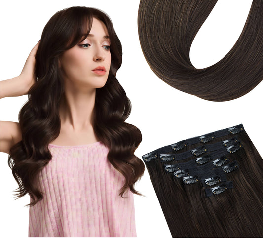 Clip in Hair Extensions Real Human Hair 120g Natural Black Human Hair Clip in Extensions Clip ins 100% Human Hair Extensions for Women Straight Natural Black Hair Extensions 7pcs