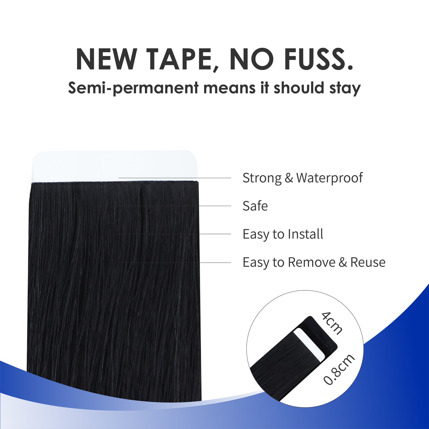 Tape in Hair Extensions Human Hair Black Tape in Extensions Real Human Hair Seamless Invisible Tape Straight Thick Natural Human Hair Extensions 72g 24pcs Jet Black Premium Luxury Quality