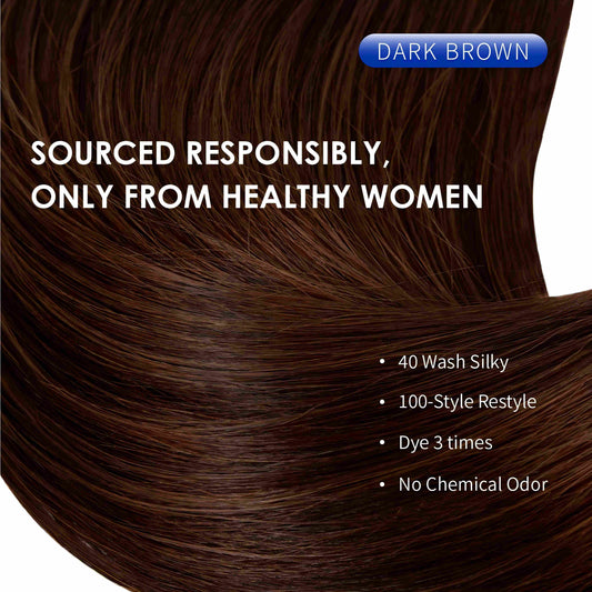 Halo Hair Extensions 100% Human Hair Double Brushed Extensions for Women Party-Ready All-Day Comfort 120g #2 Dark Brown Seamless Natural Thick Hair Extensions