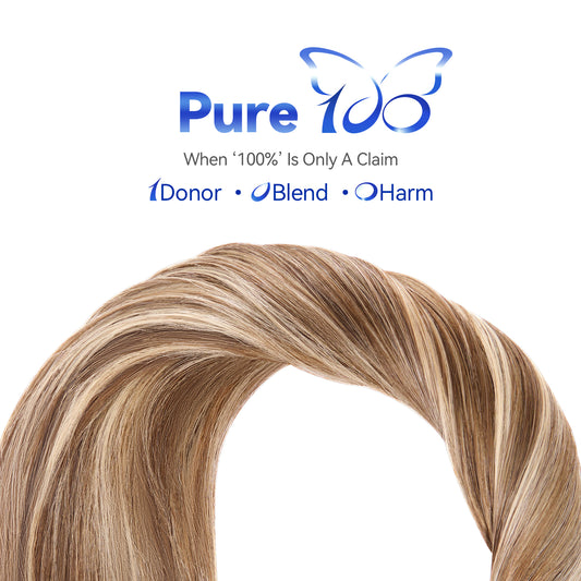 Butterfly Weft Hair Extensions Human Hair 18 inch 100g #60/9A Blonde Ombre Invisible Hair Extensions Human Hair Premium Luxury Quality Luxury Extensions for Parties & Special Occasions