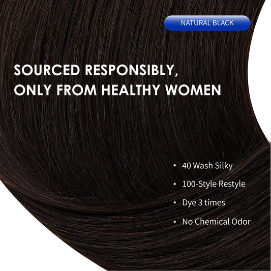 Halo Hair Extensions Real Human Hair Remy Invisible Wire Hair Extensions for Women Black Seamless Natural Look Thick 16 inch 100g Premium Luxury Extensions for Everyday & Special Occasions
